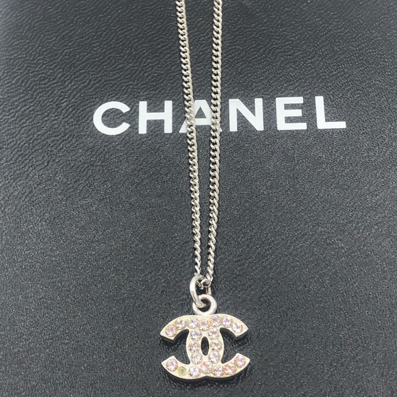 CHANEL Jewelry - Chanel CC Rhinestone Crystal Pendent Necklace Logo